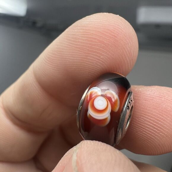 Pandora Sterling Silver Murano Glass Red Flowers for You Bead Charm 790646 925 - Picture 5 of 10